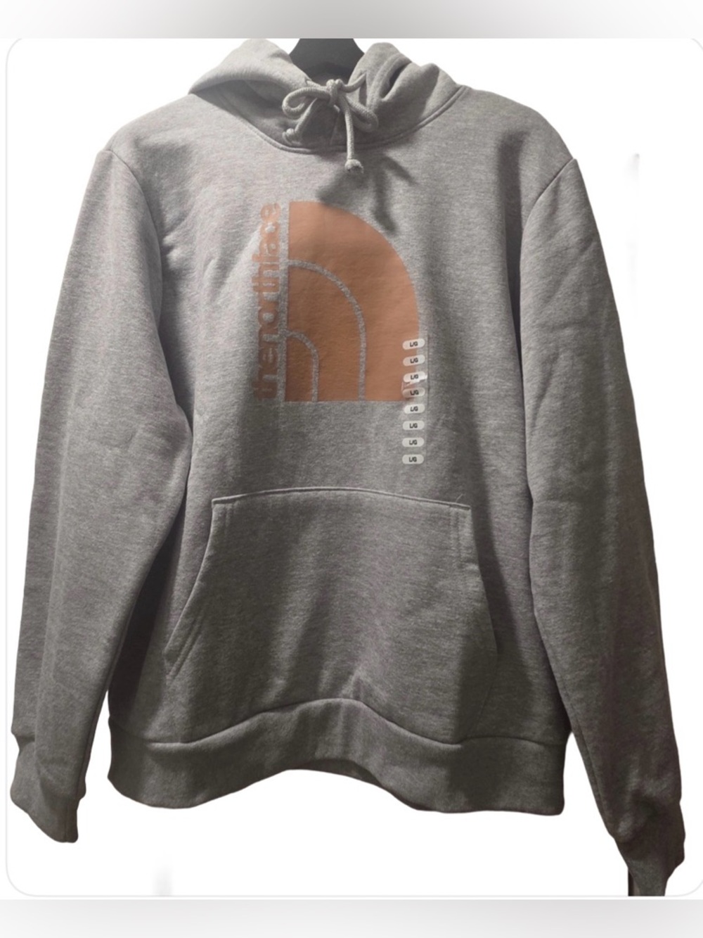 North Face Sweatshirt Gray Spellout Logo Pullover Hoodie - Woman’s Large New